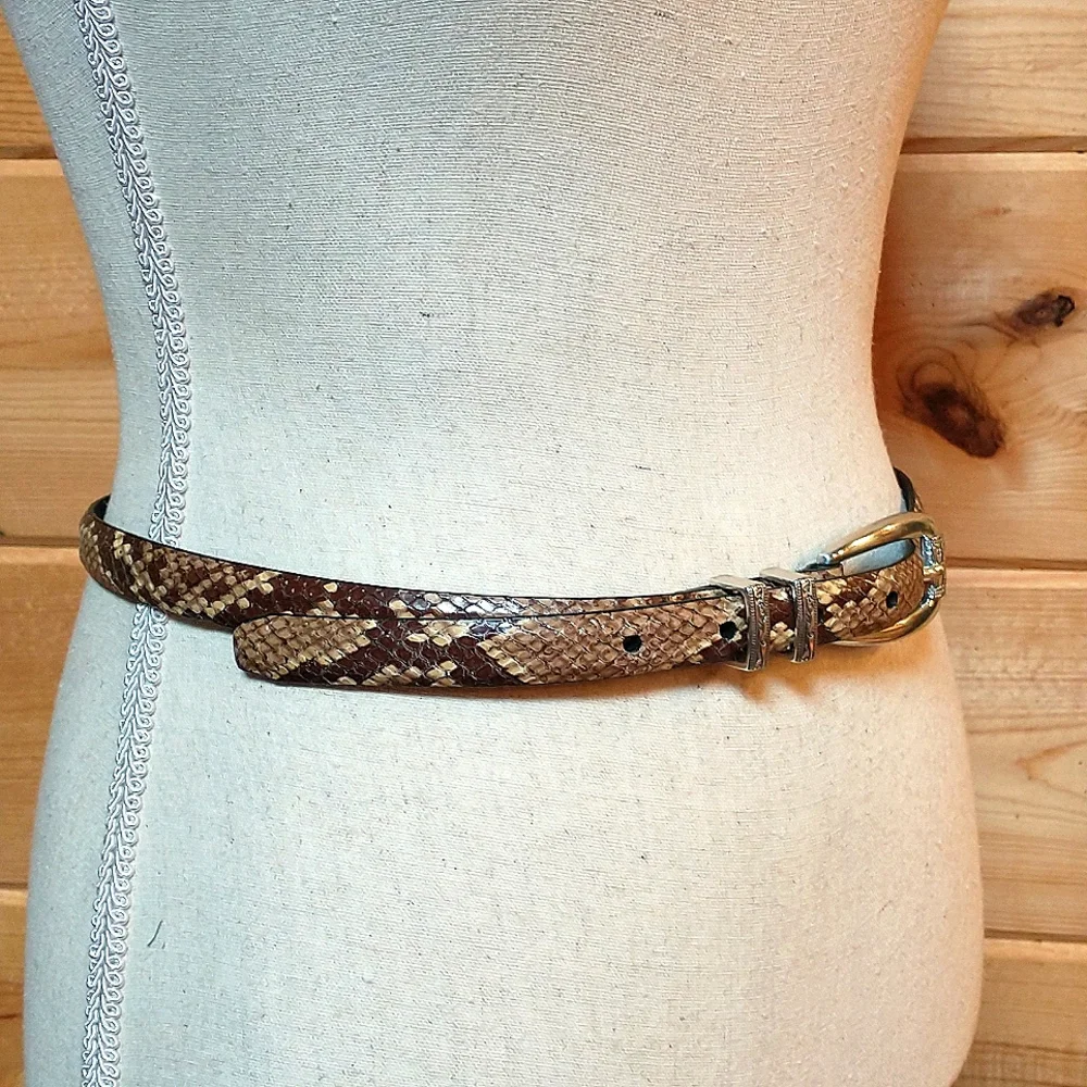 Brighton C3618 Snake Skin Belt With Decorative Silver Buckle & Hardware
